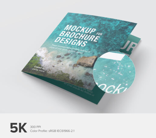 Square Trifold Brochure Cover Mockup - 5K High Resolution