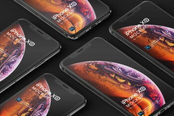 Iphone Xs Perspective Grid Mockup - Mockups by Carlos Viloria