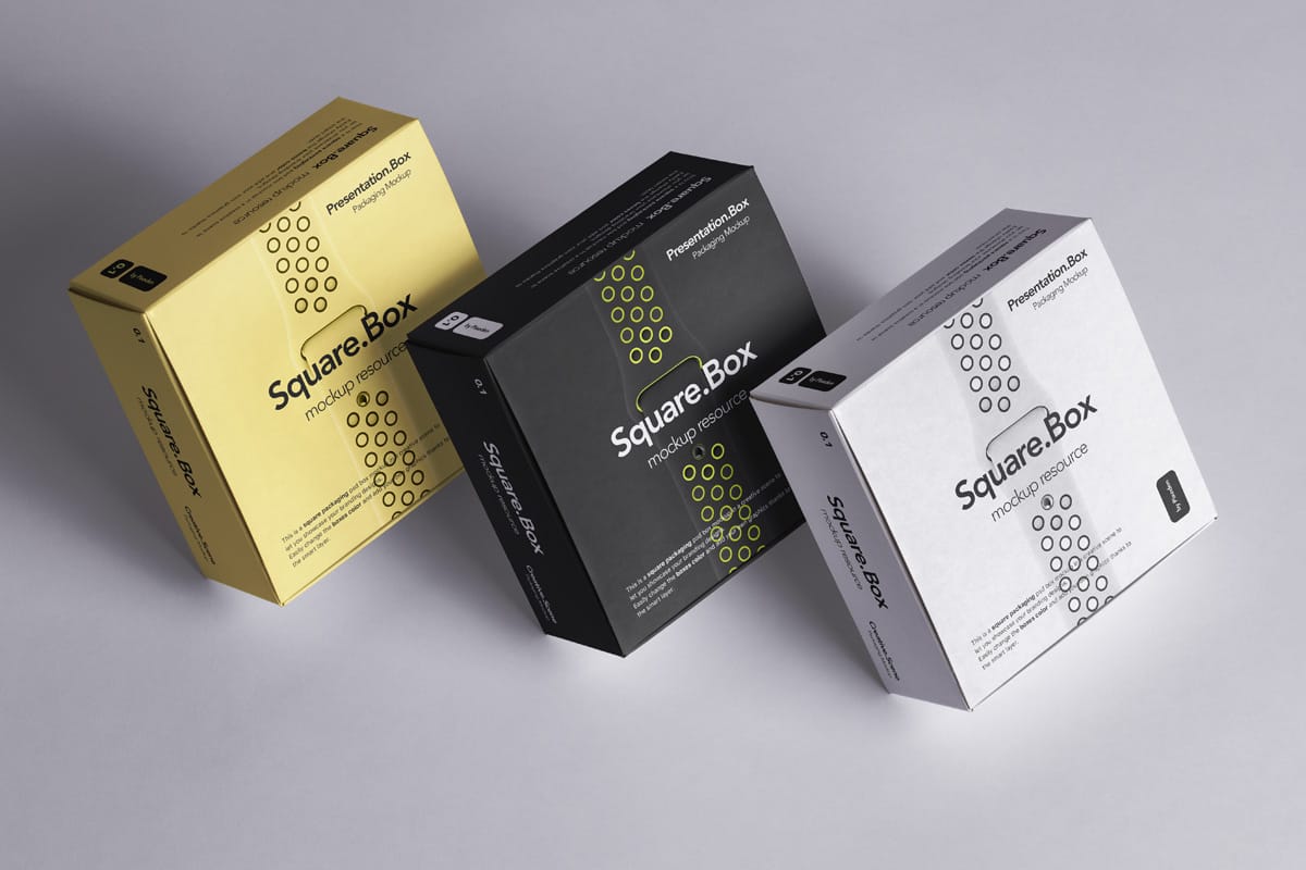 Free Square Boxes Packaging Mockup