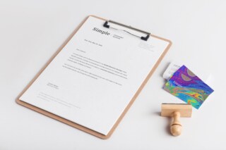 A4 Clipboard and Business Cards Mockup 01