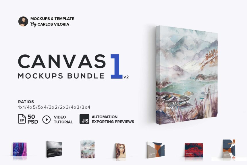 Canvas Mockups Bundle 1 by Carlos Viloria