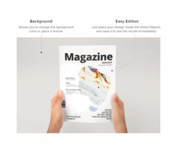 A4 Magazine Cover Held in Hands Mockup for Photoshop - Mockups by Carlos Viloria