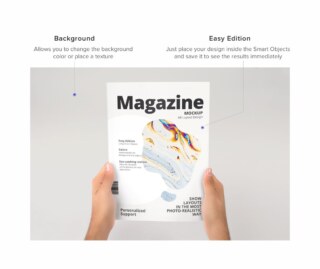 A4 Magazine Cover Held in Hands Mockup for Photoshop
