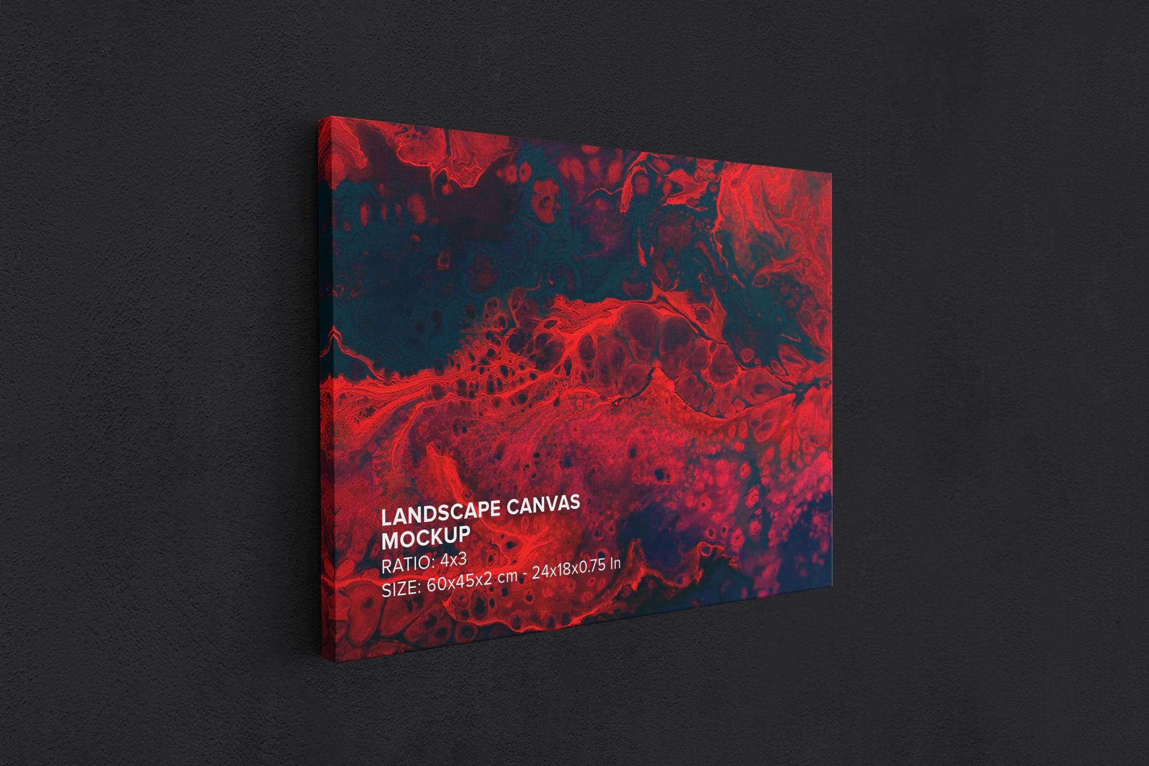 Art Wall Landscape Canvas Ratio 4x3 Mockup - Left 0.75 in Wrap View