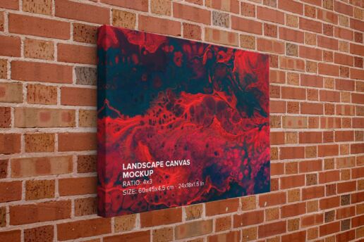 Art Wall Landscape Canvas Ratio 4x3 Mockup - Left 1.5 In Wrap View