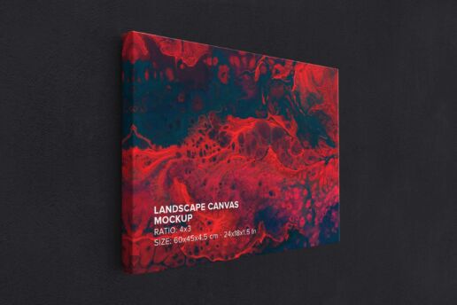 Art Wall Landscape Canvas Ratio 4x3 Mockup - Left 1.5 In Wrap View