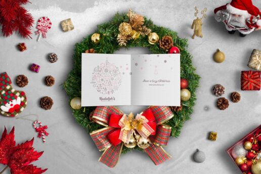 Square BiFold Christmas Greeting Card Scene Mockup 01