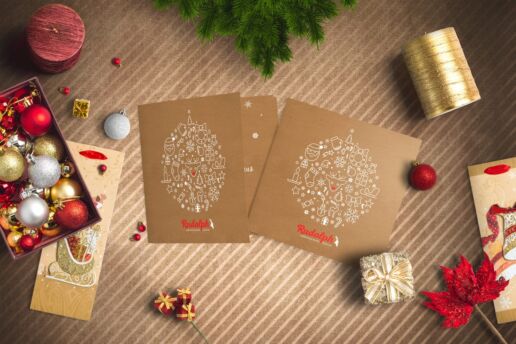 Square BiFold Christmas Greeting Card Scene Mockup 03