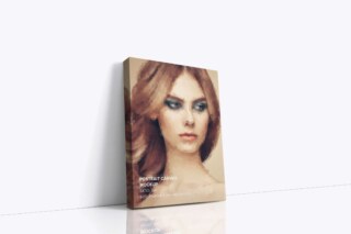 Leaning on Wall Canvas Ratio 3x4 Mockup - Left 1.5 In Wrap