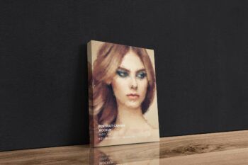 Portrait-canvas-ratio-3x4-mockup-02---1-bg - Mockups by Carlos Viloria Leaning on Wall Canvas Ratio 3x4 Mockup - Left 1.5 in Wrap - Mockups by Carlos Viloria