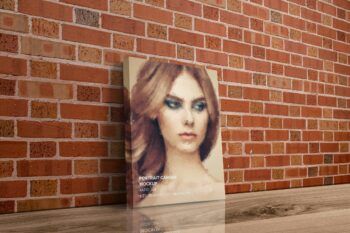 Portrait-canvas-ratio-3x4-mockup-02---1-bg01 - Mockups by Carlos Viloria Leaning on Wall Canvas Ratio 3x4 Mockup - Left 1.5 in Wrap - Mockups by Carlos Viloria