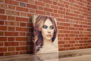 Leaning on Wall Canvas Ratio 3x4 Mockup - Left 1.5 In Wrap