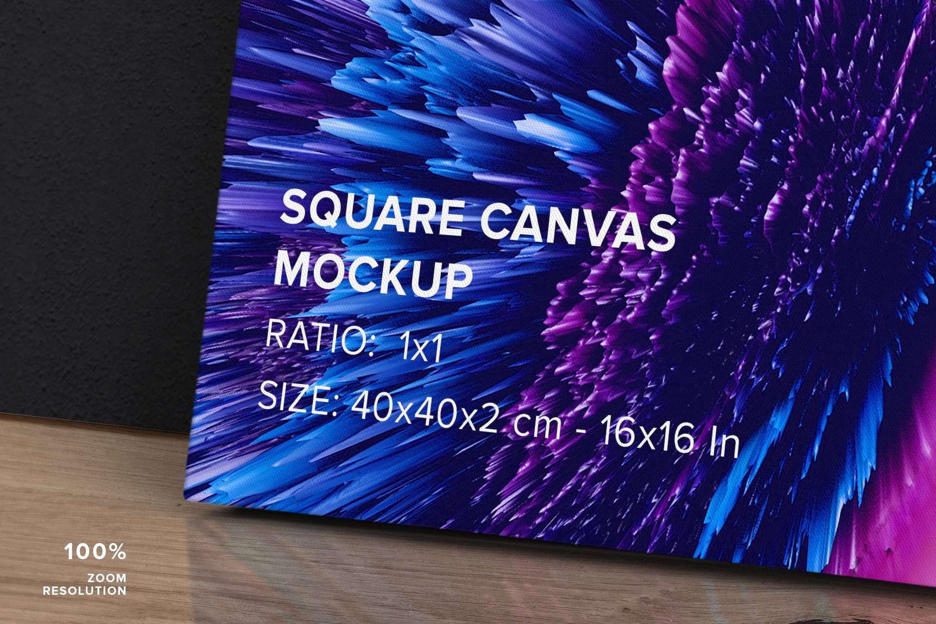 Leaning Square Canvas Ratio 1x1 Mockup - Right 1.5 in Left
