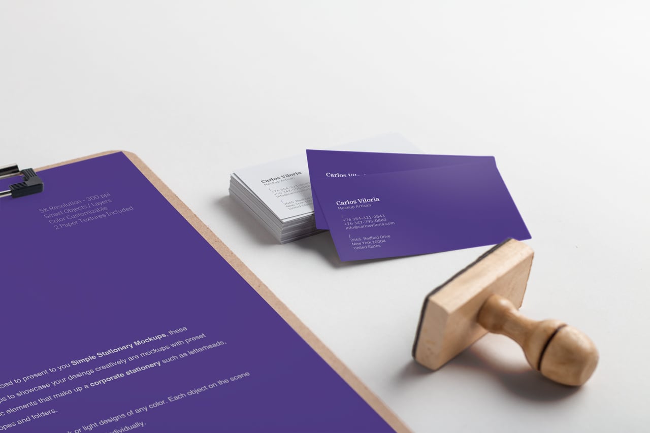 A4 Clipboard and Business Cards Mockup 02