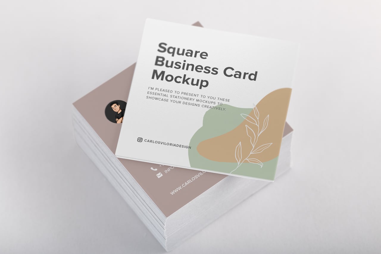 Download Square Business Card Mockup for Photoshop by Carlos Viloria