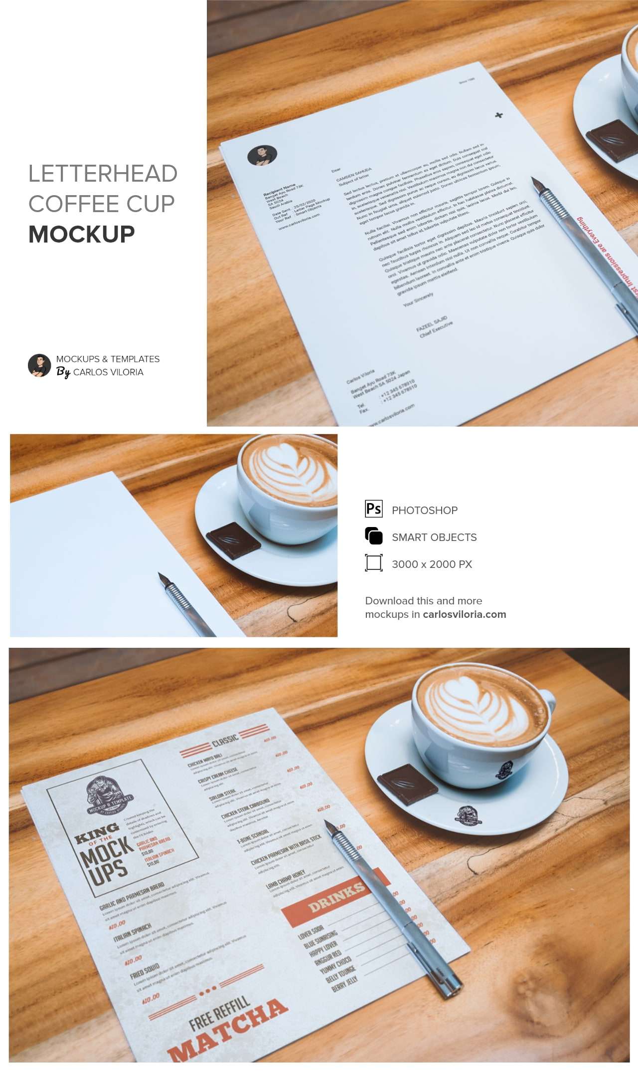 Free Letterhead and Coffee Cup Mockup