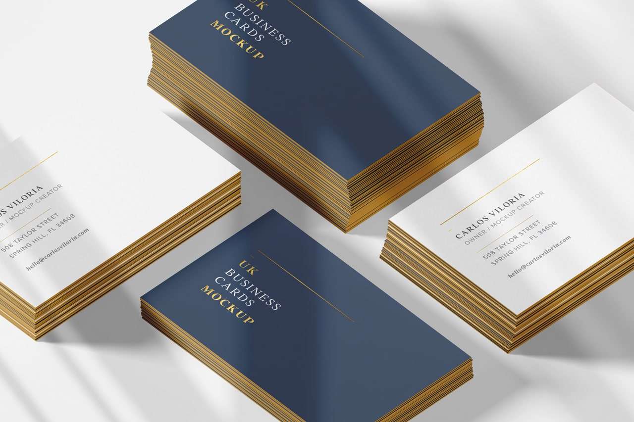 Shadows Stack Business Cards Mockup