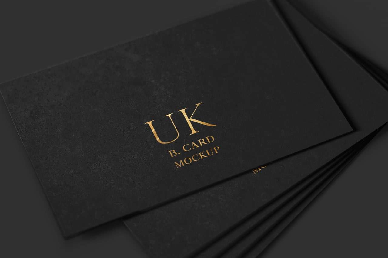 UK Black Business Cards Mockup