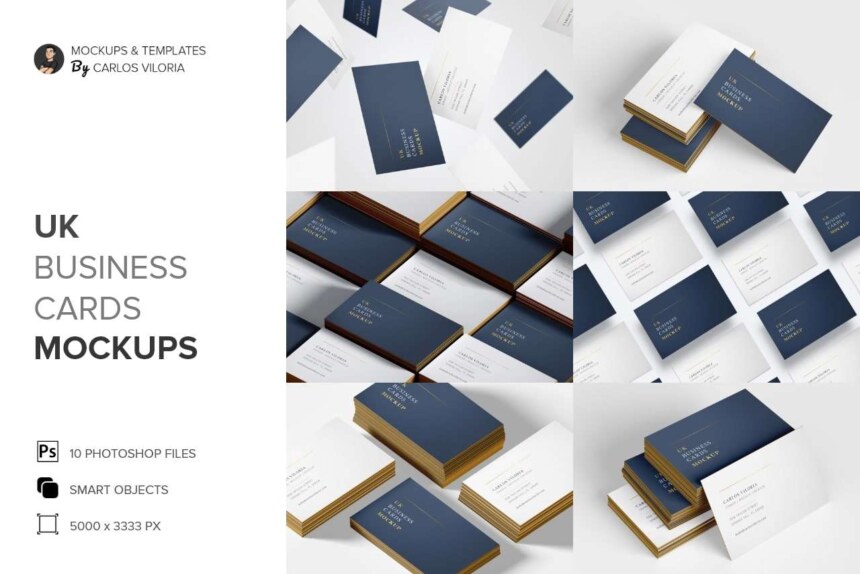 UK Business Cards Mockups Pack - Kit