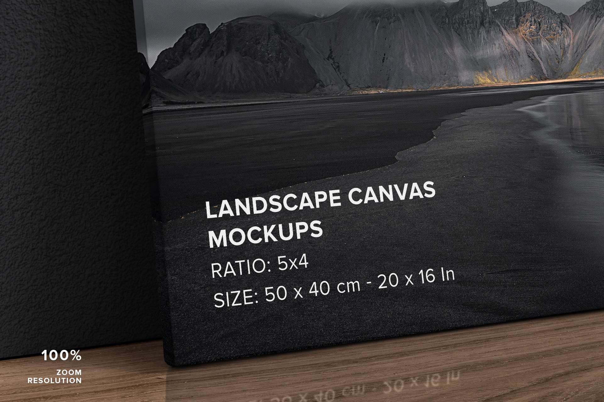 Leaning on Wall Art Canvas Ratio 5x4 Mockup - Left 0.75 in Wrap