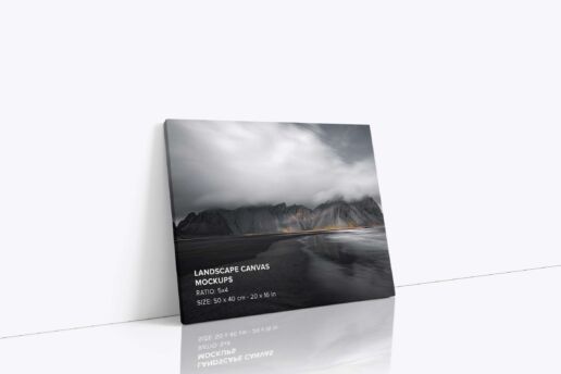 Leaning on wall art canvas ratio 5x4 Mockup - Left 0.75 In Wrap
