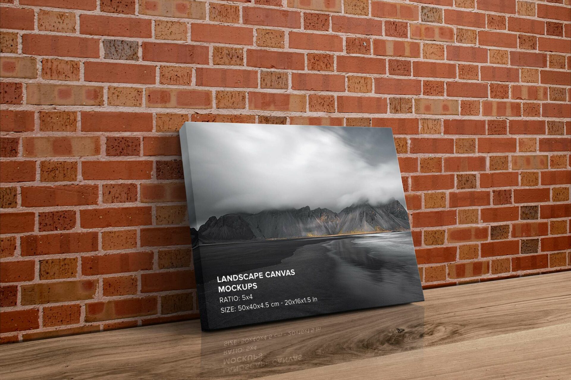Leaning on wall art canvas ratio 5x4 Mockup - Left 1.5 In Wrap