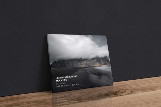 Leaning on wall art canvas ratio 5x4 Mockup - Left 0.75 In Wrap