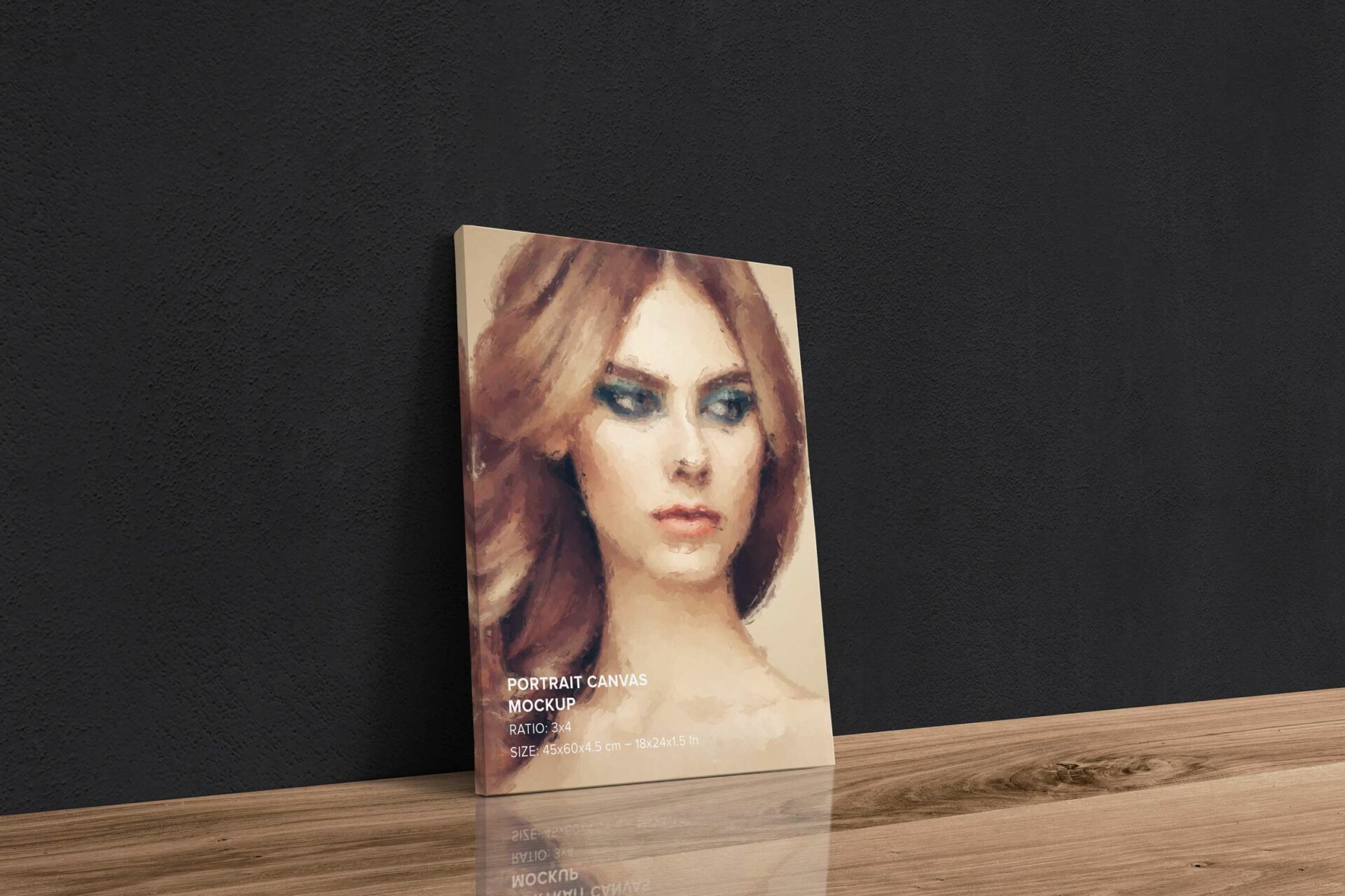 Leaning on Wall Canvas Ratio 3x4 Mockup - Left 0.75 In Wrap