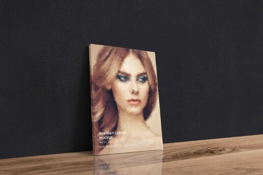 Leaning on Wall Canvas Ratio 3x4 Mockup - Left 0.75 In Wrap