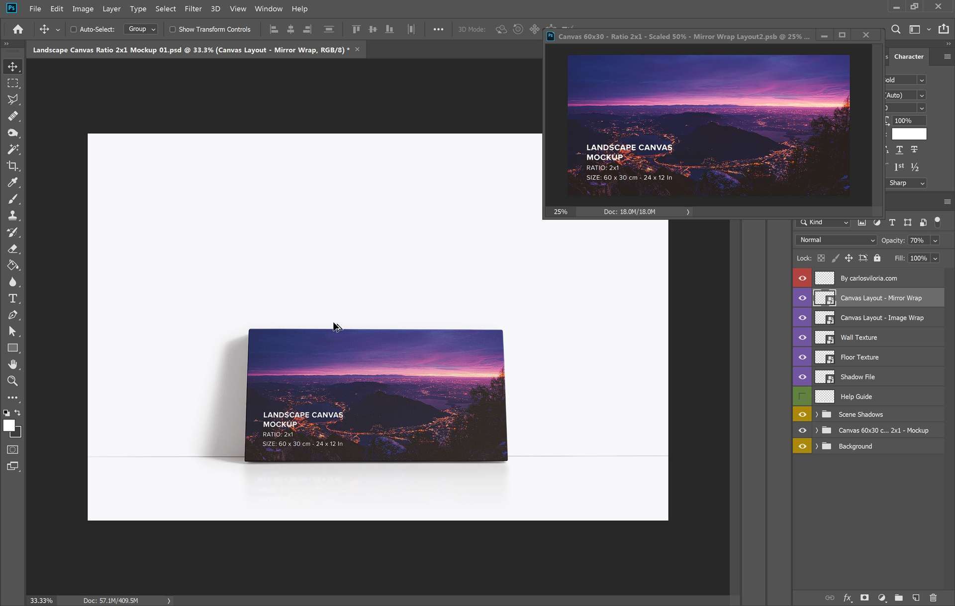 Front Leaning Canvas Ratio 2x1 Mockup
