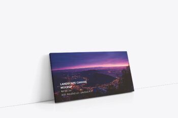 Landscape-canvas-ratio-2x1-mockup-03-01-2340 - Mockups by Carlos Viloria Leaning Landscape Canvas Ratio 2x1 Mockup - Left 0.75 in Wrap - Carlosviloria.com - Mockups by Carlos Viloria