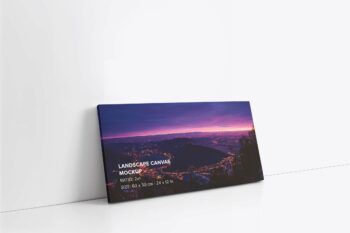Landscape-canvas-ratio-2x1-mockup-03-2340 - Mockups by Carlos Viloria Leaning Landscape Canvas Ratio 2x1 Mockup - Left 0.75 in Wrap - Carlosviloria.com - Mockups by Carlos Viloria