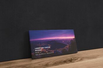 Landscape-canvas-ratio-2x1-mockup-03-bg-2340 - Mockups by Carlos Viloria Leaning Landscape Canvas Ratio 2x1 Mockup - Left 0.75 in Wrap - Carlosviloria.com - Mockups by Carlos Viloria