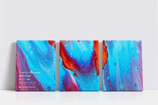 3 Piece Wall Art Canvas Ratio 4x5 Mockup