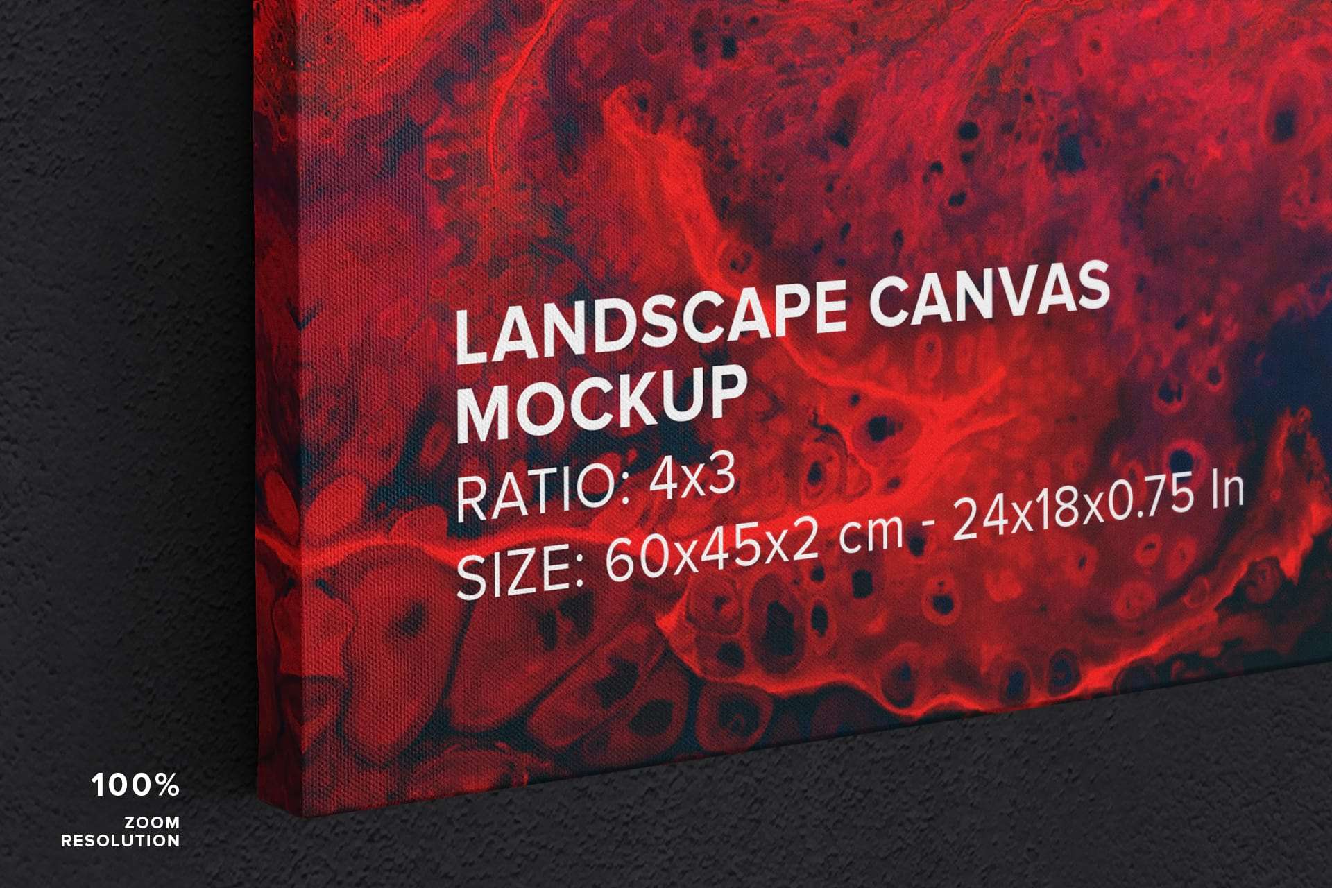 Art Wall Landscape Canvas Ratio 4x3 Mockup - Left 1.5 in Wrap View Zoom
