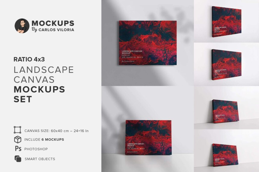 Landscape Canvas Ratio 4x3 Mockups Set