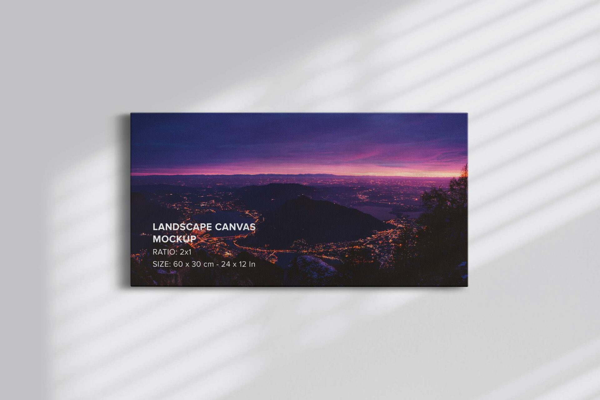 2x1 Landscape Canvas Hanging On Wall Mockup