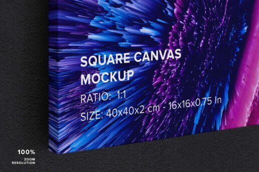 Hanging Square Canvas Ratio 1x1 Mockup - Left 0.75 In Wrap