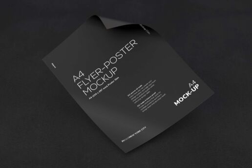 Curled A4 Flyer-Poster Mockup 01