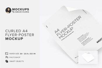 Curled A4 Flyer-poster Mockup 01 - Mockups by Carlos Viloria