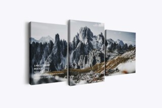 3 Panel Canvas Ratio 4x5-2x3-4x5 Mockup - Left 0.75 In Wrap