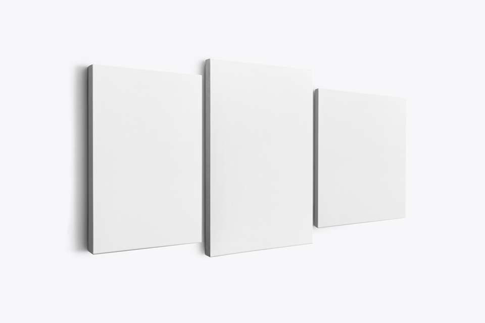 3 Panel Canvas Ratio 4x5-2x3-4x5 Mockup - Left 0.75 in Wrap