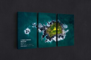 3 Piece Canvas Ratio 5×9 Mockup – Left 1.5 In Wrap View