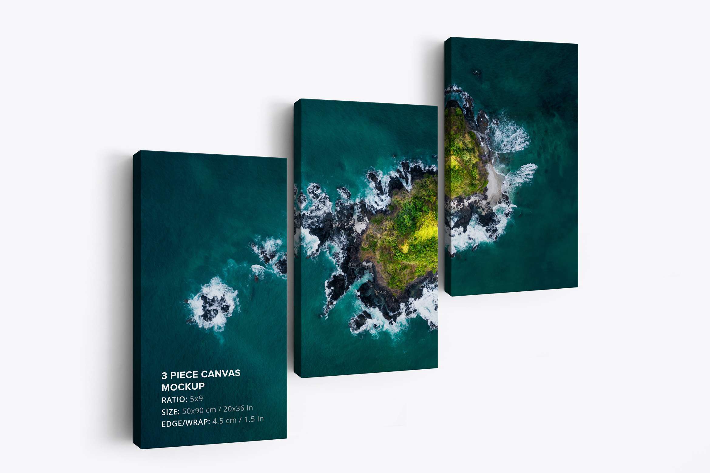 3 Piece Canvas Ratio 5×9 Mockup – Left 1.5 in Wrap View