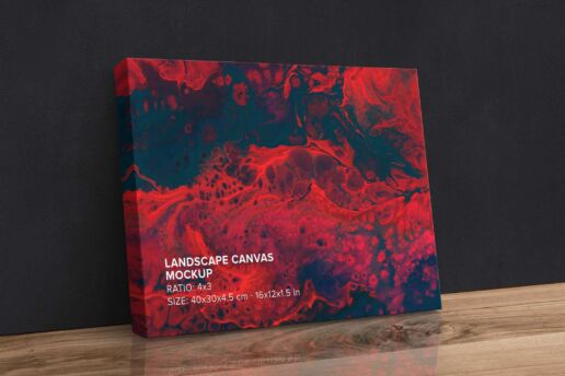 Leaning Canvas Ratio 4x3 Mockup - Left 1.5 In Wrap