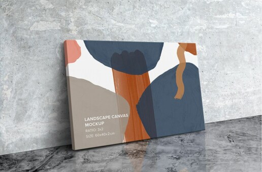 Leaning Landscape Canvas Ratio 3x2 Mockup - Left 0.75 In Wrap
