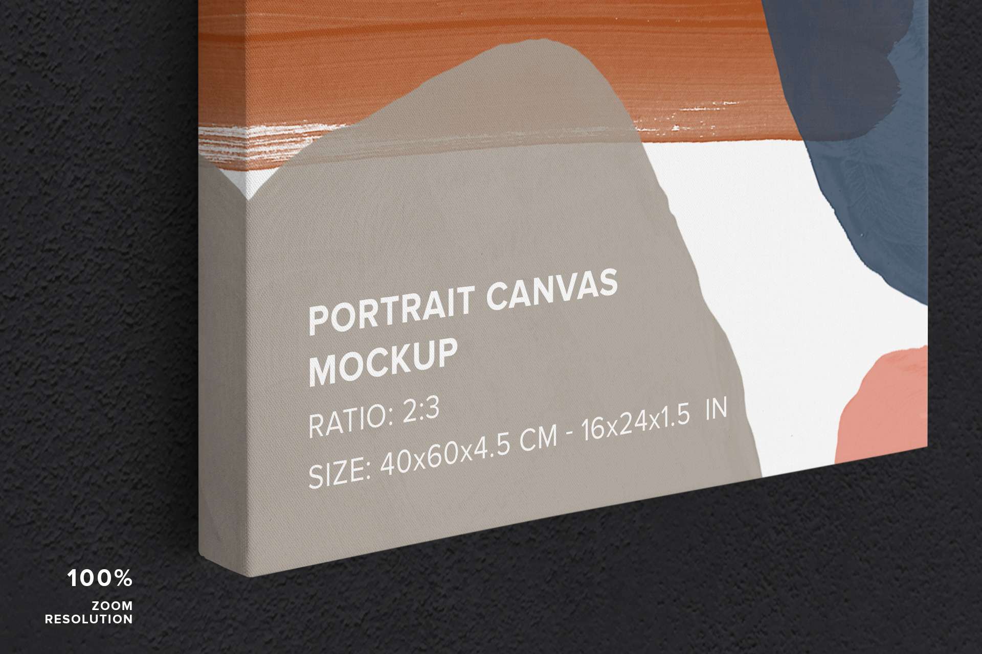 Hanging Portrait Print Canvas Ratio 2×3 Mockup – Left 1.5 in Wrap