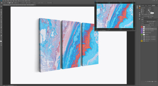 3 split panel canvas ratio 1x2 mockup - 0.75 In Wrap