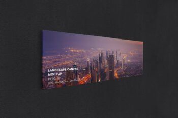 Hanging Landscape Canvas Ratio 3x1 Mockup - Left 0.75 in Wrap - Mockups by Carlos Viloria