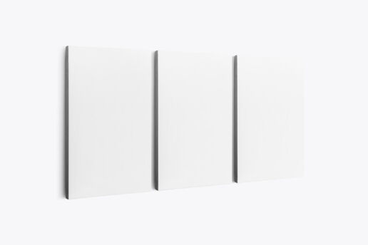 Hanging 3 Split Panel Canvas Ratio 2x3 Mockup - Left 0.75 In Wrap